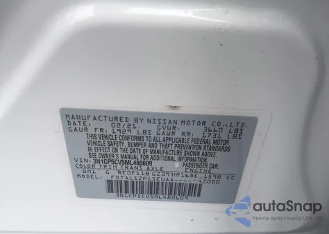 2021 Nissan Kicks Sv Xtronic Cvt from USA, damaged, VIN 3N1CP5CV5ML480609